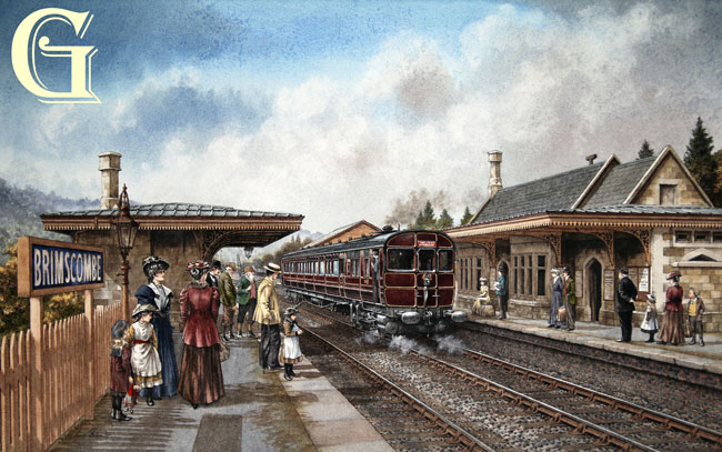 Sean Bolan, Limited edition print, GWR Steam Rail Motor, arrives at Brimscombe