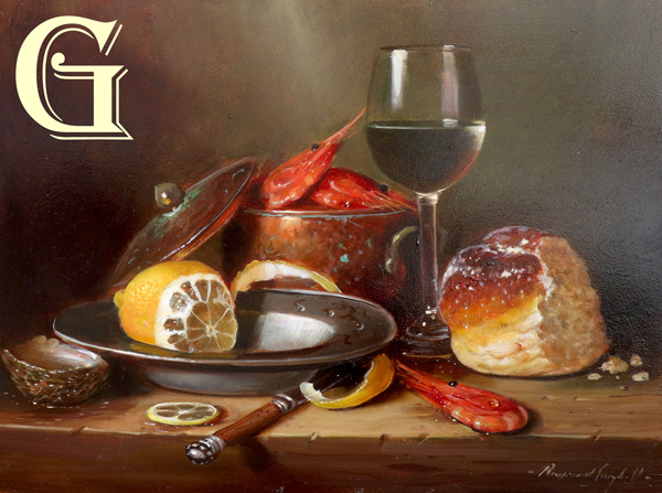 Raymond Campbell original oil painting, A SUMPTUOUS LUNCH