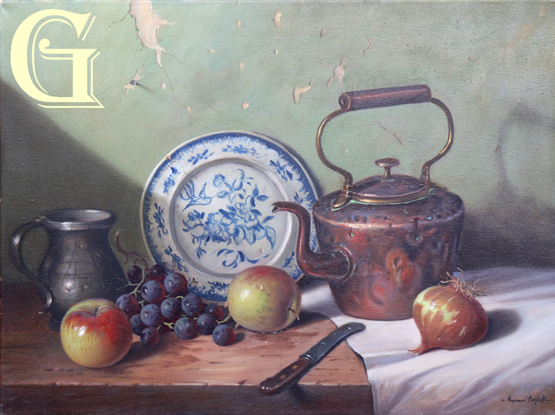 Raymond Campbell original oil painting STILL LIFWE WITH A COPPER KETTLE