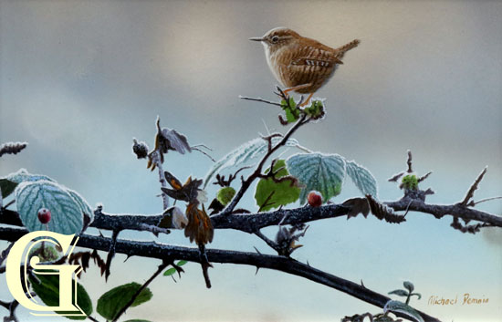 DEMAIN, MICHAEL DEMAIN, PAINTING, WINTER GROUSE