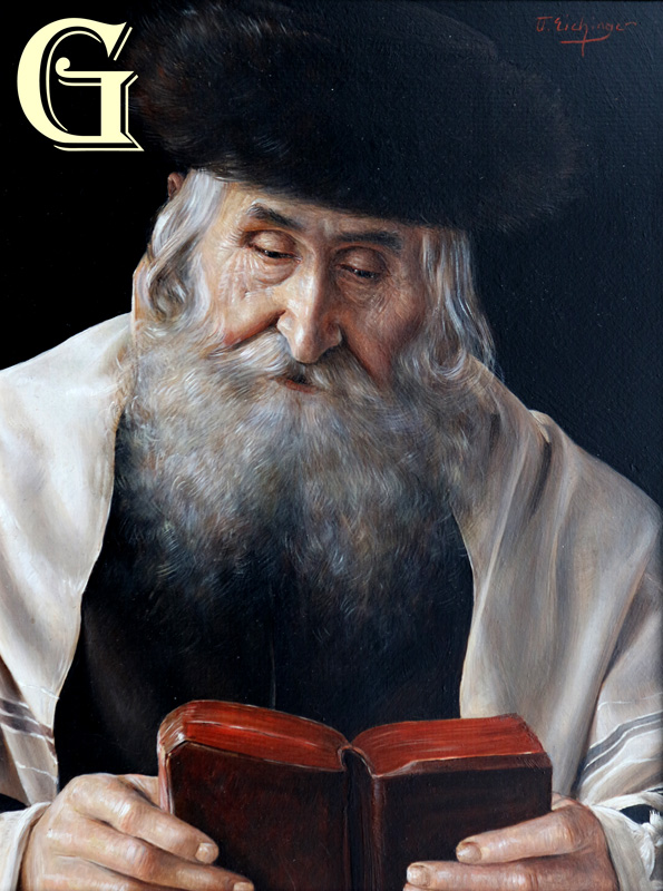 Otto Eichinger, original oil painting on panel, The Rabbi