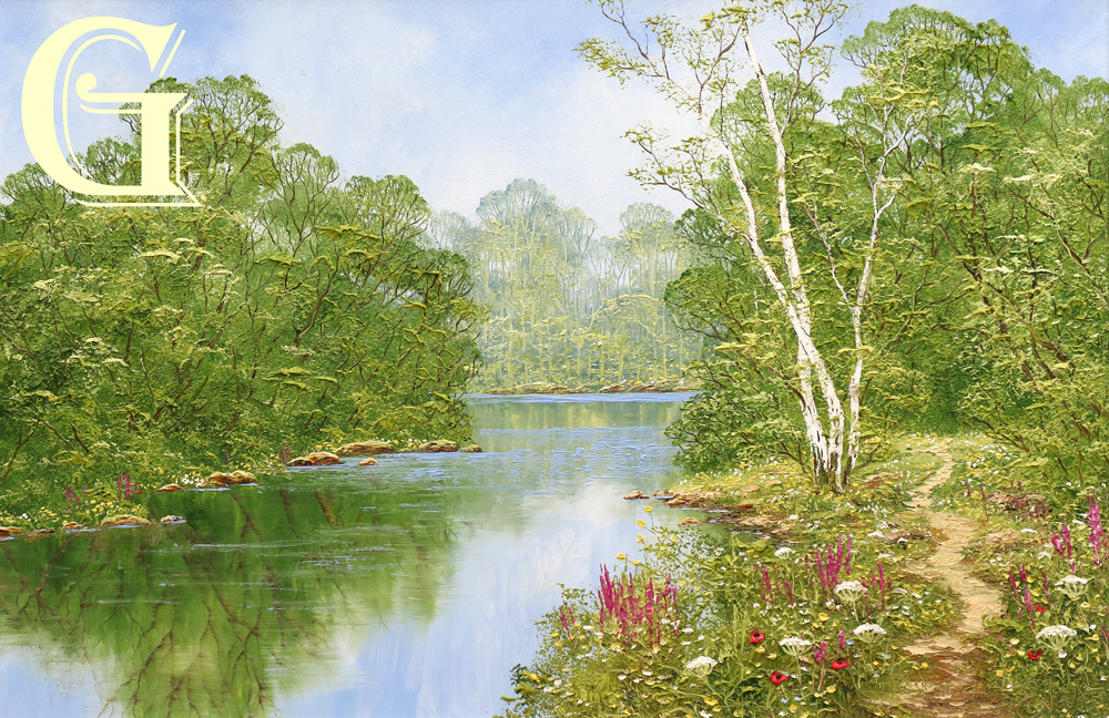 Terry Evans oil painting, RIVERSIDE WILDFLOWERS