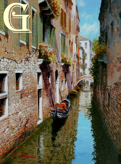 FIORE, OIL PAINTING, QUIET WATERS, QUIET WATERWAY