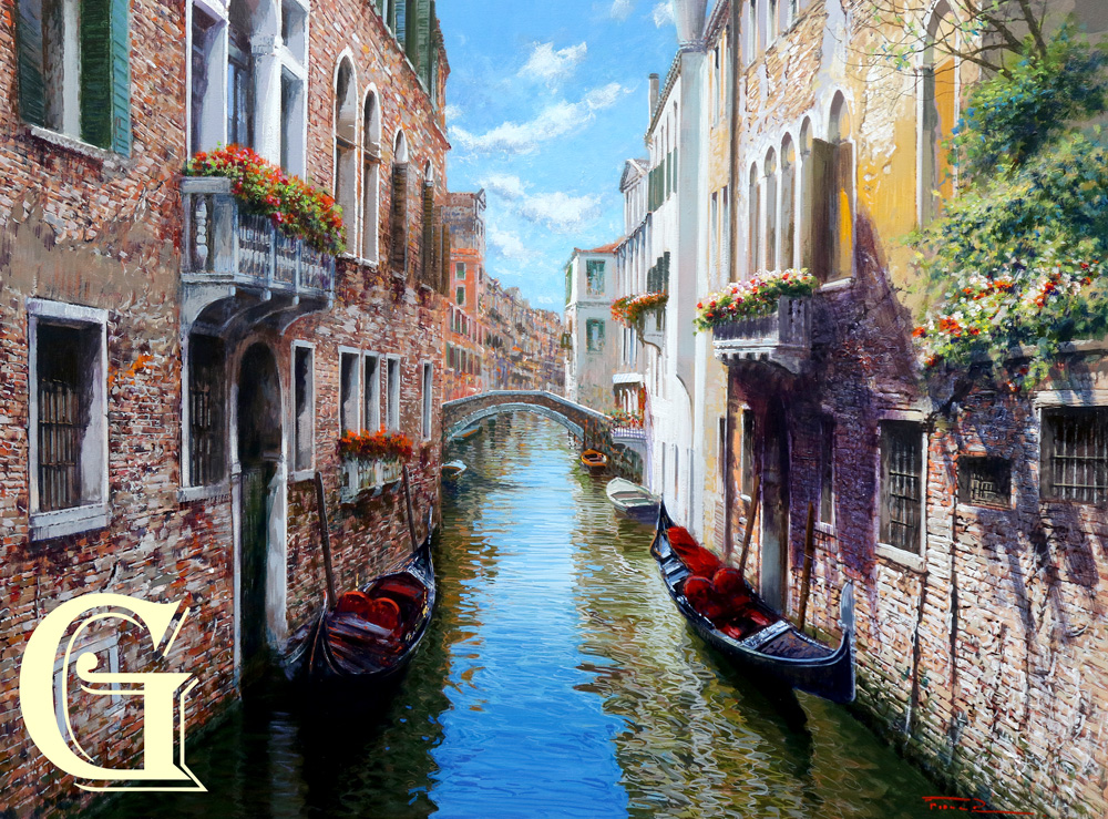 FIORE, OIL PAINTING, A VENETIAN WATERWAY