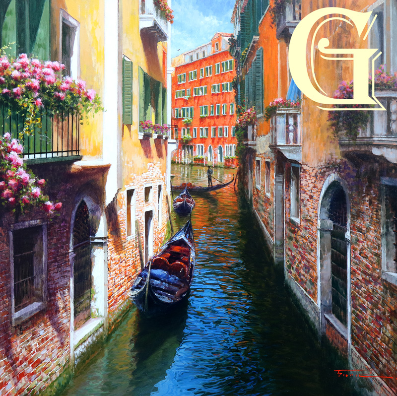 FIORE, OIL PAINTING, A VENETIAN WATERWAY