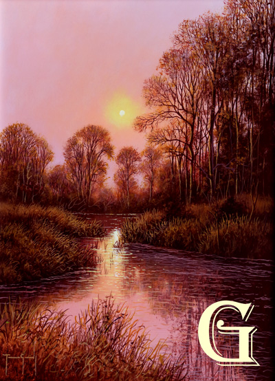 TERENCE GRUNDY ORIGINAL PAINTING AT SUNSET
