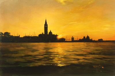 John Haskins, original painting, Venetian Sunset