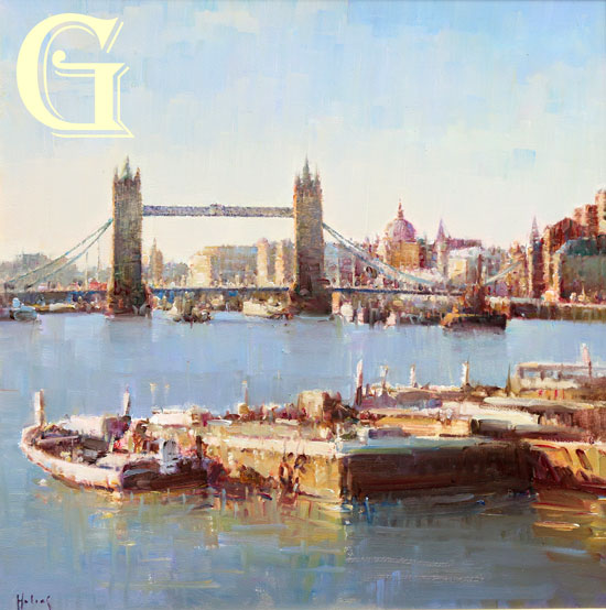 HELIOS, AN ORIGINAL PAINTING, TOWER BRIDGE AND THE THAMES