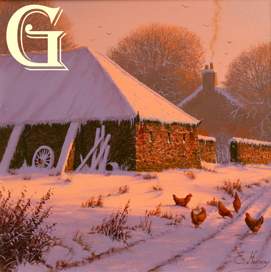 EDWARD HERSEY original painting, EVENING GLEANERS