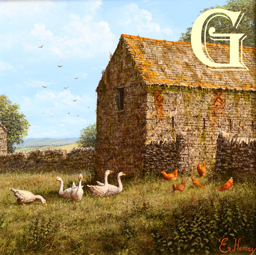 EDWARD HERSEY original painting, GEESE AND CHUCKS