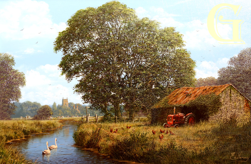 EDWARD HERSEY original painting, THE OLD NUFFIELD UNIVERSAL M4