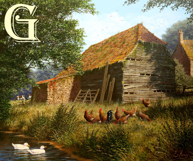 EDWARD HERSEY original painting, SUMMER GRAZING