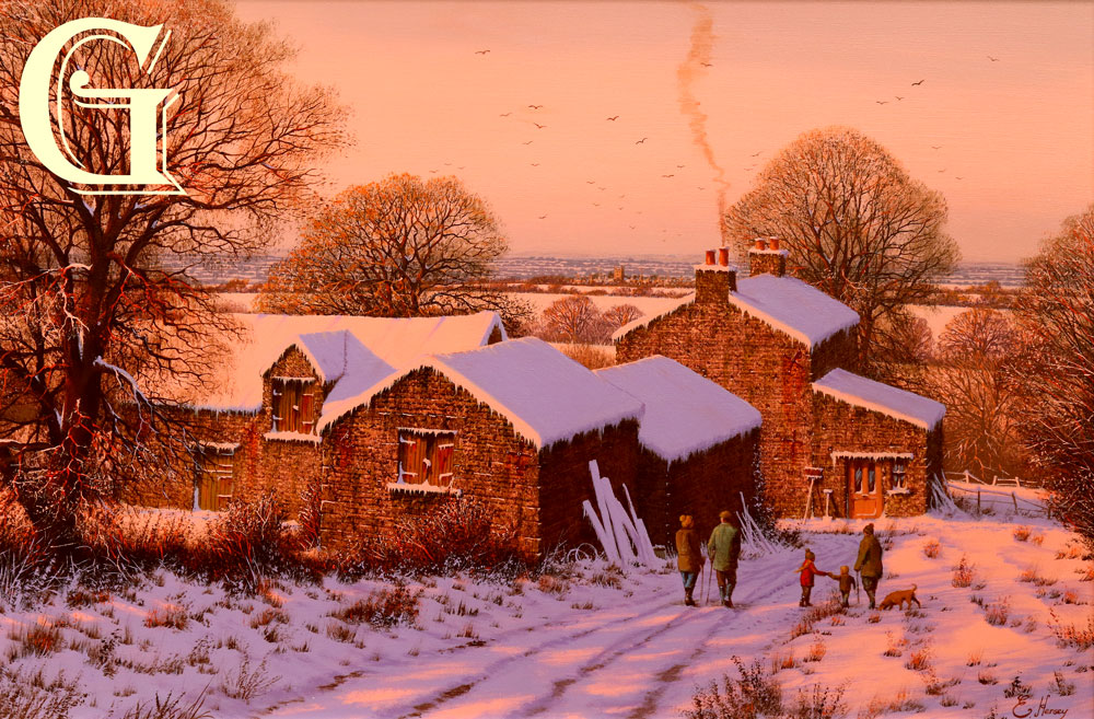 EDWARD HERSEY original painting, WINTER WALK