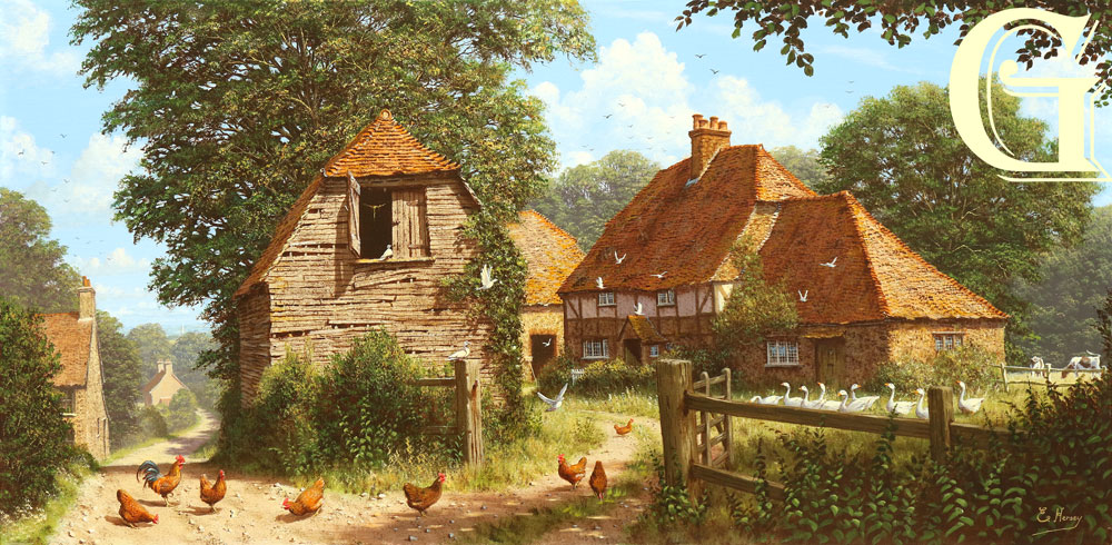 EDWARD HERSEY original painting, AN OLD SUSSEX FARM 