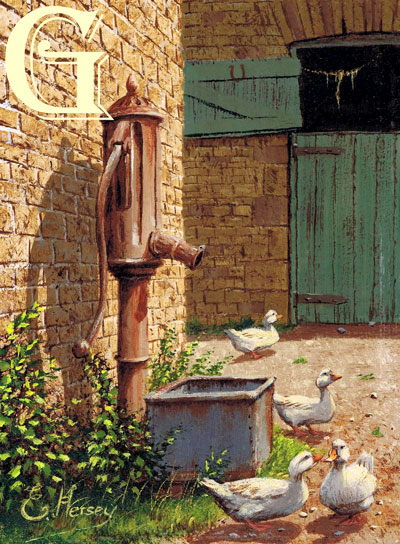 EDWARD HERSEY original painting, THE OLD WATERPUMP