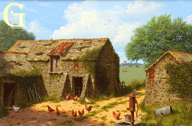 EDWARD HERSEY original painting, THE OLD WATERPUMP