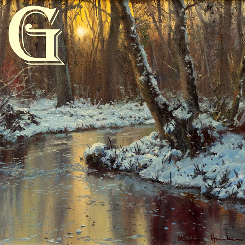 Stephen Hawkins oil painting ,WINTER WOODLAND EVE