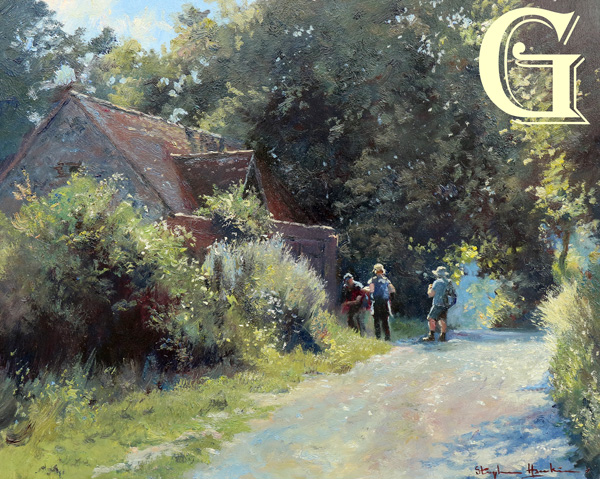 Stephen Hawkins oil painting , A CHAT IN THE LANE