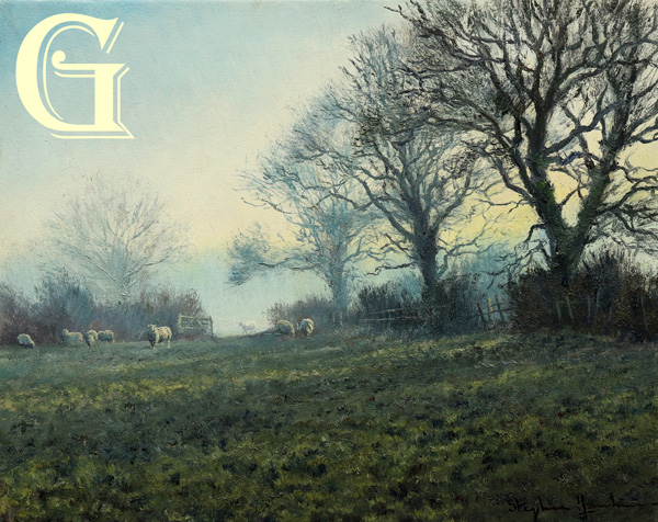 Stephen Hawkins oil painting , MISTY MORNING SHADOWS