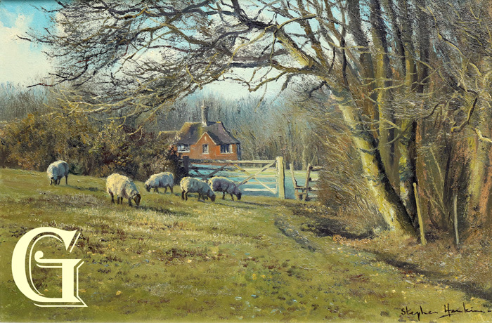 Stephen Hawkins oil painting , A SMALL FLOCK