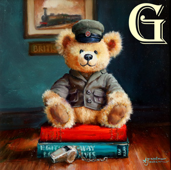 AMANDA JACKSON original painting, BRITISH RAILWAY BEAR
