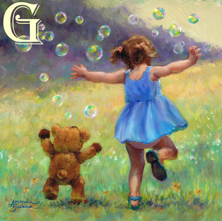 AMANDA JACKSON original painting, CHASING BUBBLES