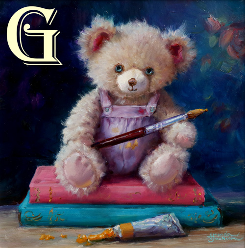 AMANDA JACKSON original painting, THE BEAR WHO LOVED TO PAINT