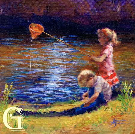 AMANDA JACKSON original painting, FISHING NETS,  A SUNNY  DAY