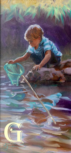AMANDA KACKSON original painting, FISHING THE STREAM