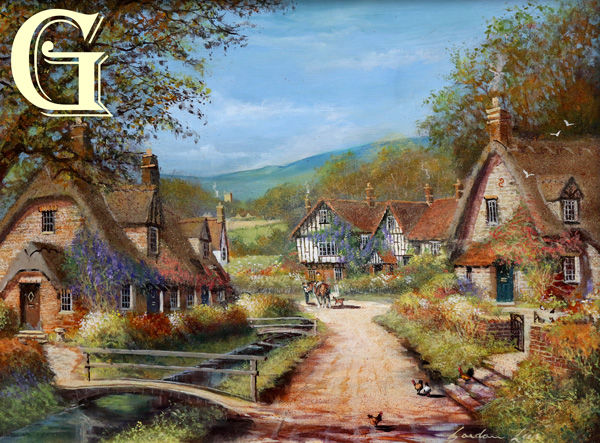 Gordon Lees original painting, A CHAT IN THE LANE