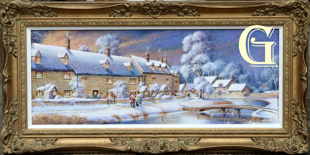 Gordon Lees original painting, SNOWY DAY LOWER SLAUGHTER