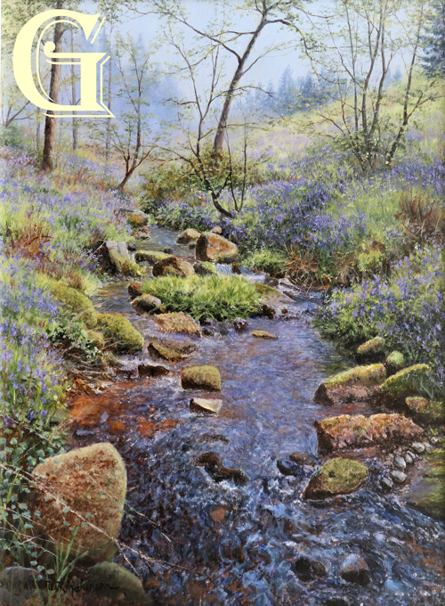ORIGINAL PAINTING, MAKINSON, BILL MAKINSON, BLUEBELL BANKS