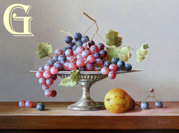 ORIGINAL OIL PAINTING BY ZOLTAN PREINER, STILL LIFE FRUIT WITH  LEMONS