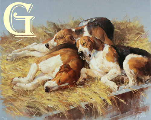 ANDRE PATER, LIMITED EDITION PRINT, THREE HOUNDS, PRINT, FOXHOUNDS