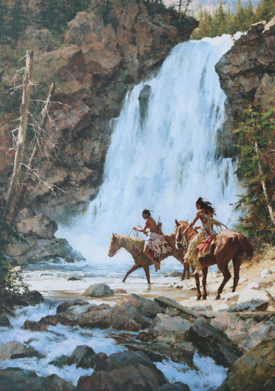 HOWARD TERPNING, LIMITED EDITION PRINT, CROSSING BENEATH THE FALLS, PRINT