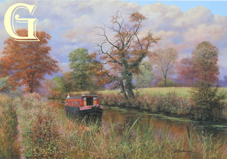 BILL MAKINSON, LIMITED EDITION PRINT, CALM AND SERENE, PRINT, CANAL BOAT
