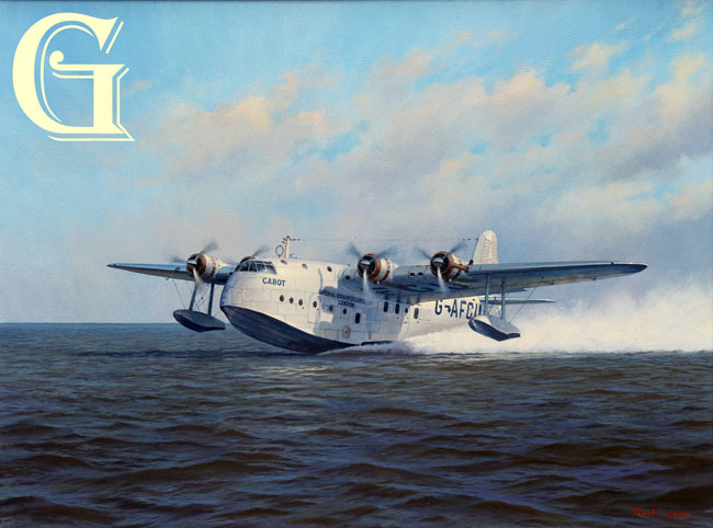 MALCOLM ROOT, ORIGINAL OIL PAINTING, A4, EMPIRE FLYING BOAT