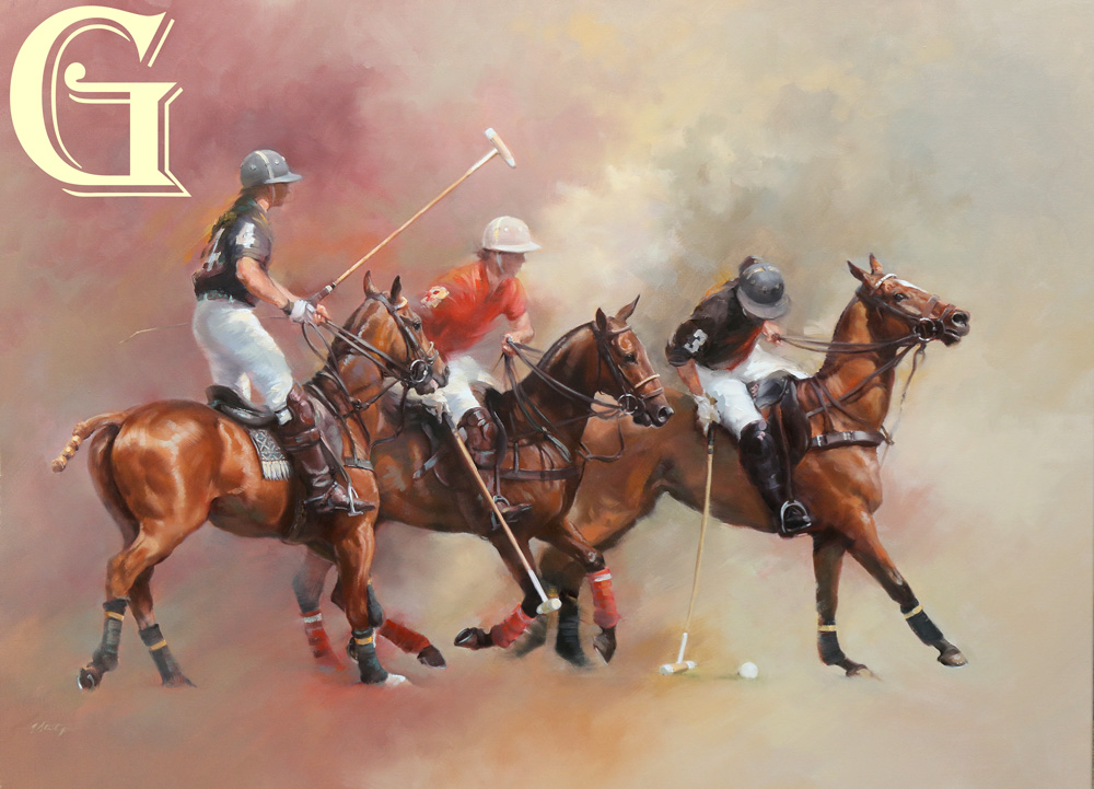 Original painting by JACQUELINE STANHOPE, POLO, CHUKKA