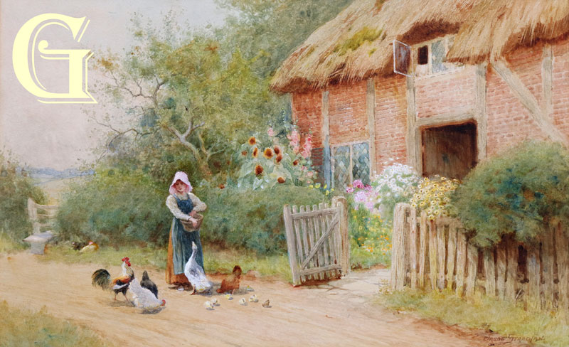 ARTHUR CLAUDE STRACHAN, STRACHAN, WATERCOLOUR, FEEDING THE HUNGRY