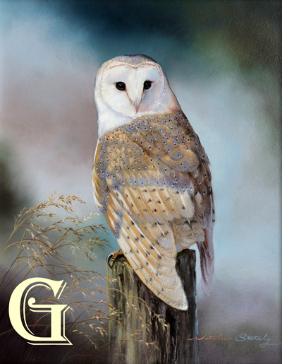 STUTELY, ORIGINAL PAINTING, BARN  OWL
