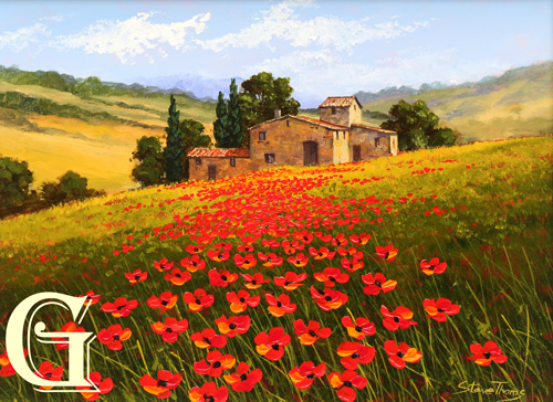 STEVE THOMS, PAINTING, TUSCAN POPPIES