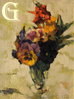 MIXED PANSIES a original painting by Yvonne Tocher