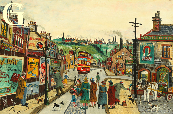 ALLEN TORTICE - ORIGINAL OIL PAINTING -WAITING FOR THE TRAM