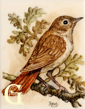 Rita Whitaker, enamel painting on copper, NIGHTINGALE