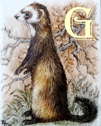 Rita Whitaker, enamel painting on copper, POLECAT