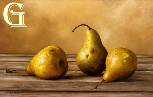 Carl Whitfield oil painting, PEARS