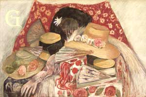 Jean Faulkner, original pastel painting, Ascot Hats