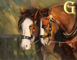 Original painting by BRIAN TOVEY, "TWO WORKERS"