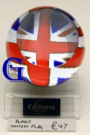 CAITHNESS GLASS PAPERWEIGHT UNION JACK