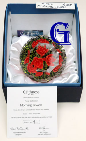 CAITHNESS GLASS PAPERWEIGHT FLORAL MORNING JEWELS